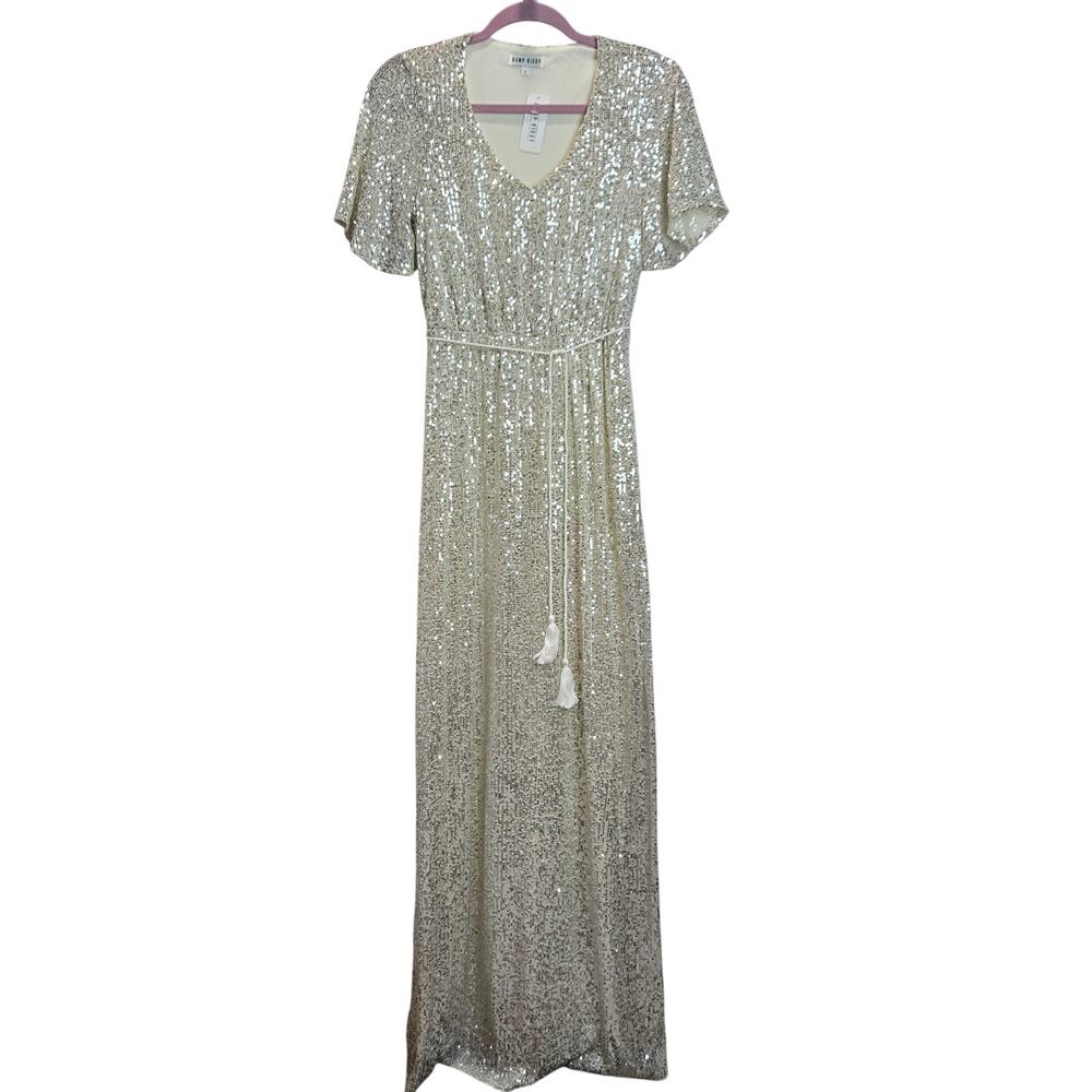 NWT Bump Biddy‎ Maternity Event Dress Sequin Maxi Short Sleeve Small Style 9326